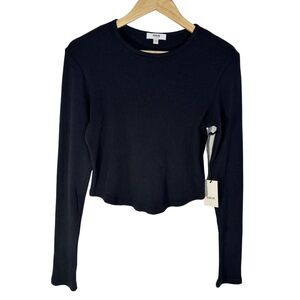 Agolde Black Nova Ribbed Tee Long Sleeve SZ Large Sustainable Casual NWT $148